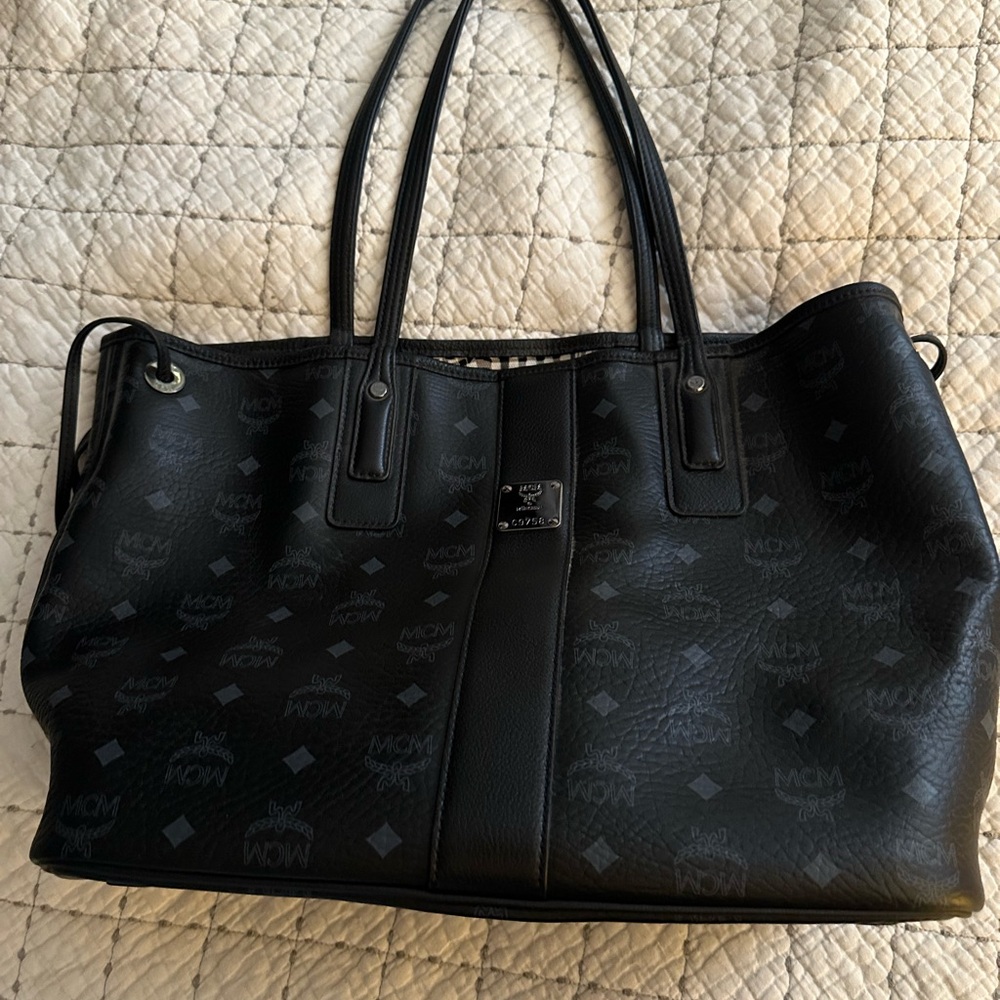 MCM Black Monogram Tote